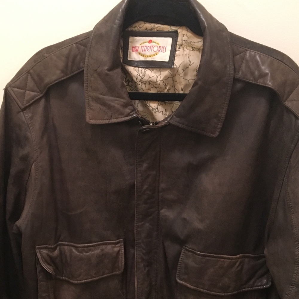 1980s Vintage Leather Jacket - World Map